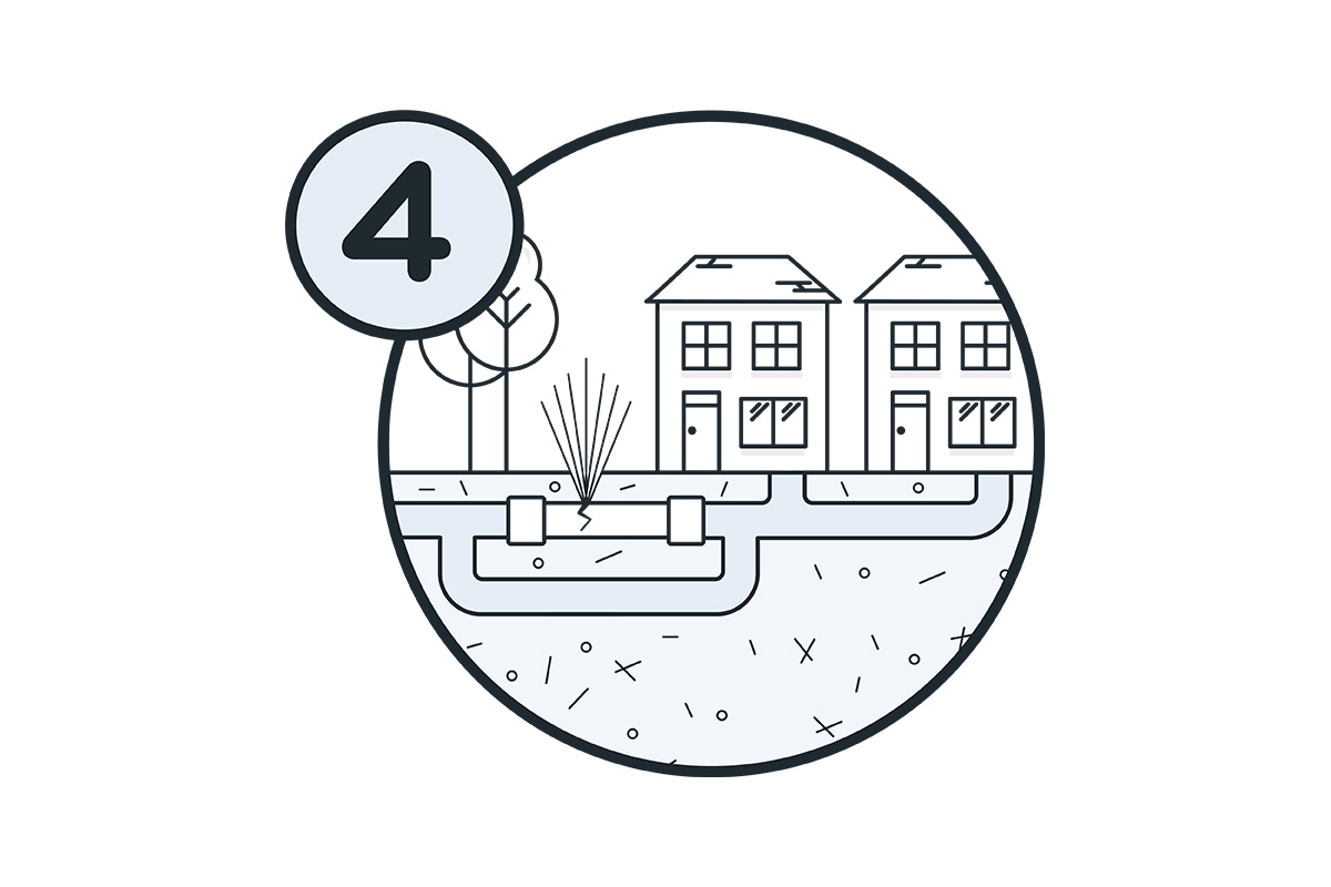 Graphic of two houses and underground pipe network
