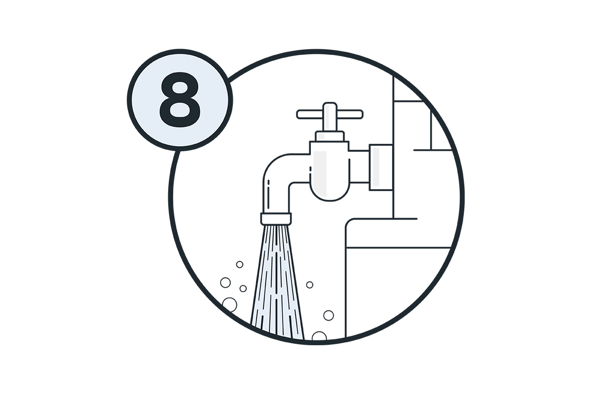 Graphic of a tap running water